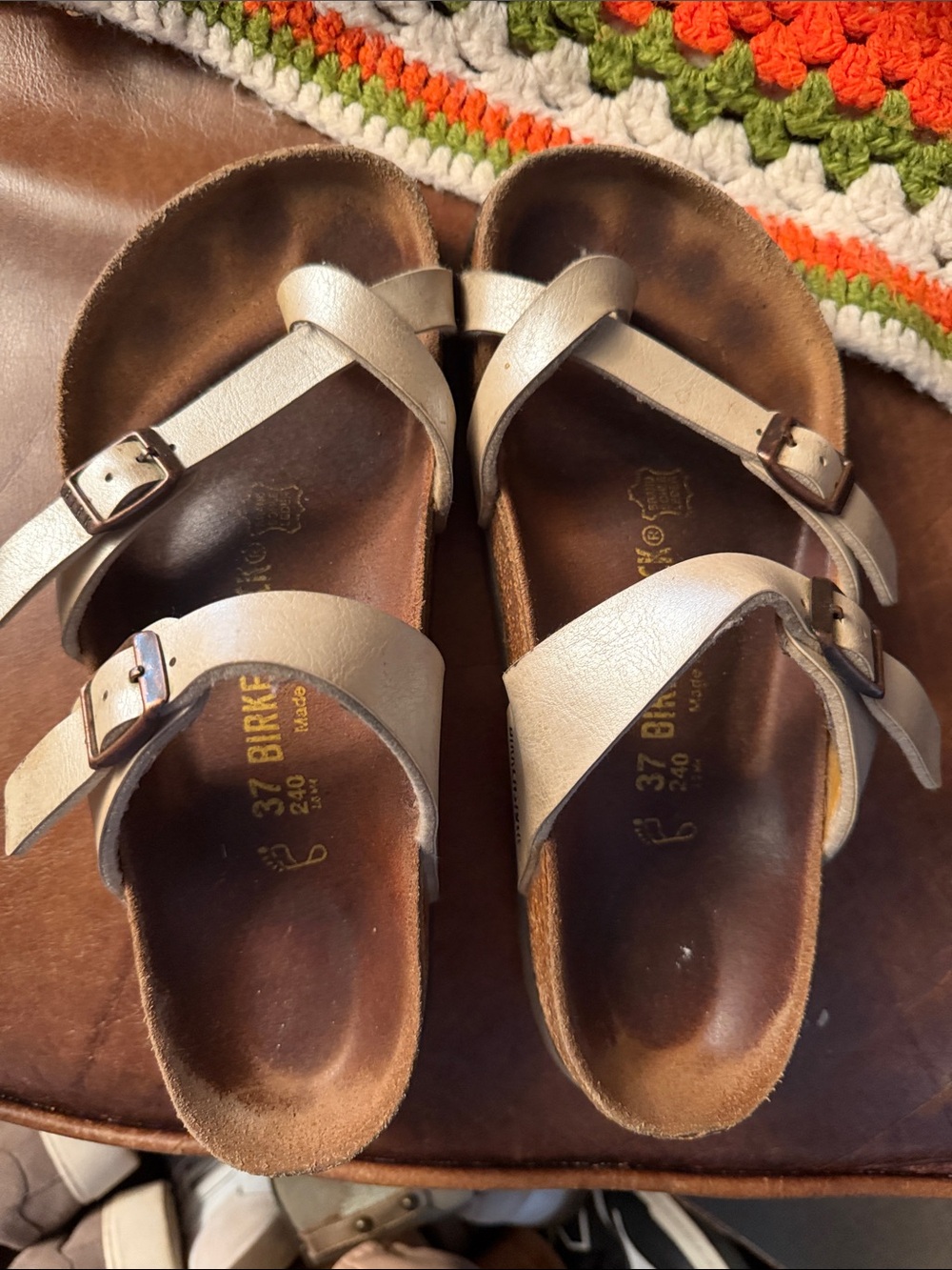 Birkenstock Kids Silver Cross-Strap Sandals